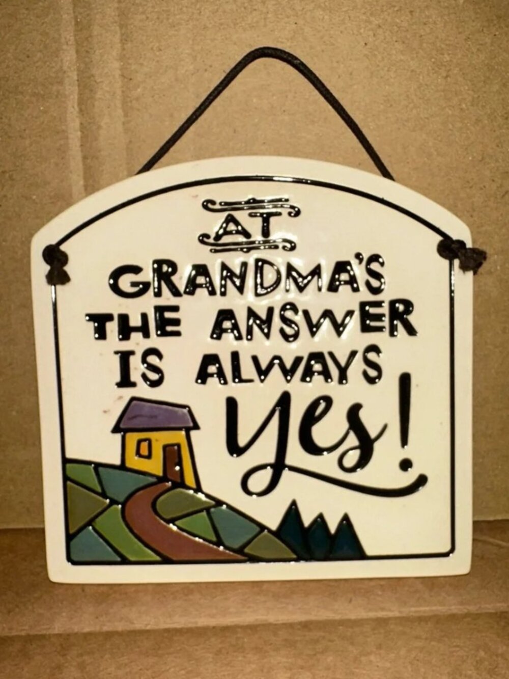 At Grandma's The Answer Is Always Yes Ceramic Wall Plaque